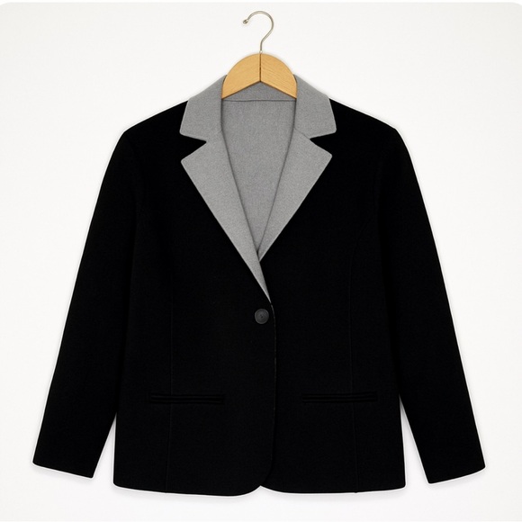 Talbots Petite Double-Face Wool Jacket Black & Gray Size 6P - Picture 1 of 6